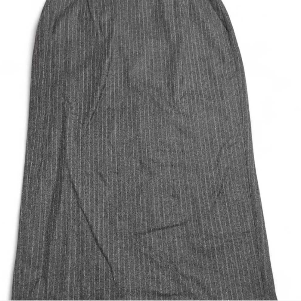 Rafaellla Gray & White Pinstripe Wool Maxi Skirt - Picture 2 of 10